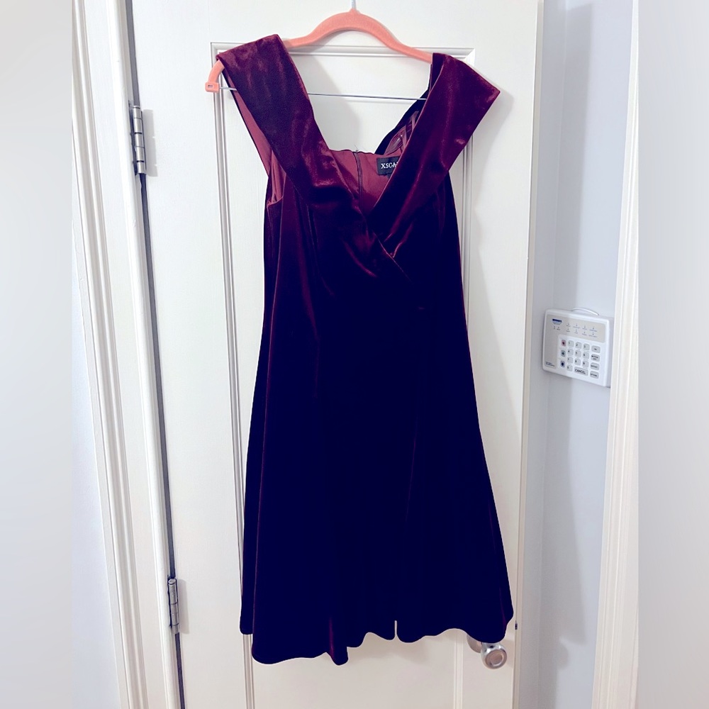Red velvet cocktail dress, size 12.